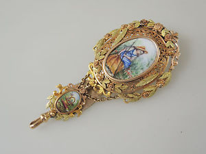 Superb 18K Gold and Enamel Chatelaine c1830