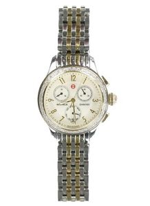 Women's MICHELE 2 TONE STAINLESS STEEL GOLD .40 Ct DIAMOND CHRONO 38mm WATCH