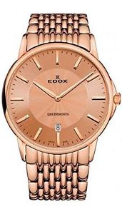 Edox Men's 56001 37RM ROIR Les Bemonts Analog Display Swiss Quartz Rose Gold Wat