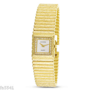 New 18k Gold JUVENIA Ladies watch w/Mother of Pearl Dial 0.25 ct Diamonds 8031