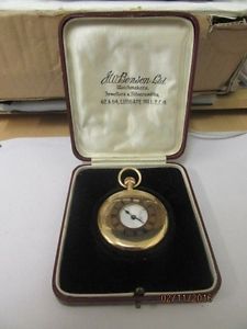 9ct Gold 1927 J.W.Benson Pocket Watch In Original Case In Working Order VGC
