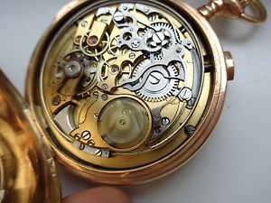 ANTIQUE 14K SOLID GOLD  1/4 REPEATER CHRONOGRAPH POCKET WATCH.22J