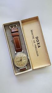 Vintage Doxa Valjoux Chronograph with box WW2 provenance nice dial 38mm case