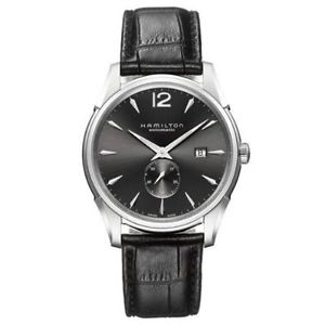 Hamilton H38655785 Mens Black Dial Analog Automatic Watch with Leather Strap