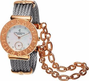 Charriol Women's St Tropez MOP Diamond Dial Two Tone Quartz Watch ST30CP1560023
