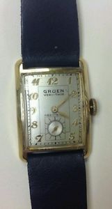 14kt solid gold vintage Gruen Men's wristwatch see inscription on back