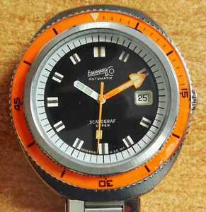eberhard e co scafograf 500 super diver vintage rare orange bezel rare hands