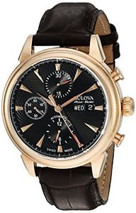 Bulova 64C105 Mens Gemini Swiss Automatic Stainless Steel and Brown image 1