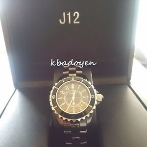 MINT CONDITION Black Ceramic 33mm CHANEL J12 w/ Box & Papers AUTHENTIC #H0682