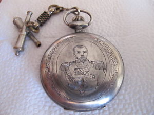 ANTIQUE SILVER 84 JACQUES  Russian Emperor Nikolai 2 SWISS MADE POCKET WATCH