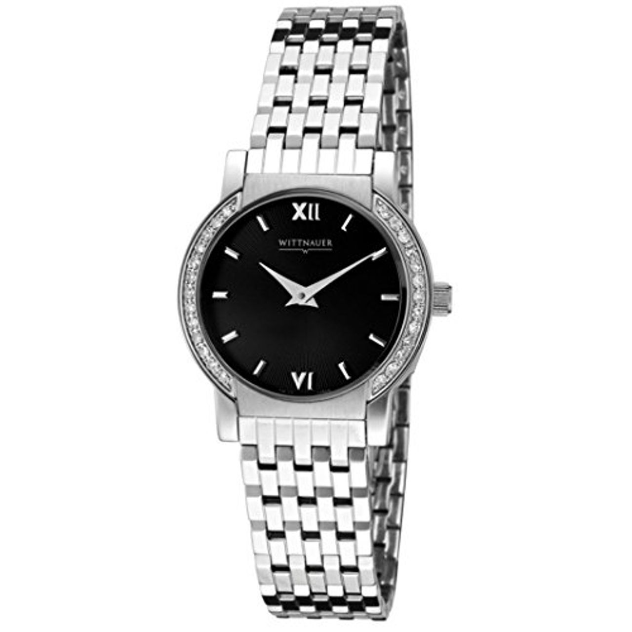 Wittnauer 10RB05 Womens Black Dial Quartz Watch with Stainless Steel Strap