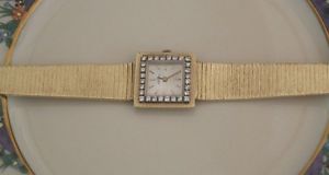Vintage 14k Solid Gold Diamonds Angelus Women's Watch 1 1/4 Carats, 47.2 grams