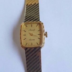 Vintage Morvant Women's 14K Solid Gold Watch & Bracelet Quartz Swiss Mov't Rect.