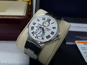 43mm ULYSSE NARDIN MAXI Marine Chronometer 263-67-3/40 White Blue Rubber Straps