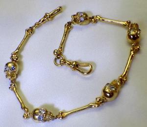 $20000 Victorian 14k gold&1.4ct Diamonds Memento Mori Skulls pocket watch chain