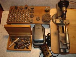 ~*NICE VINTAGE American Watch Tool Co. Watchmakers Jewelers LATHE WITH TOOLS*~