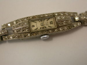 antike Armbanduhr Artdeco mit Diamantbesatz mechanisch