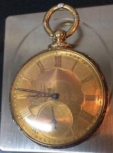 LARGE 50mm Fine Solid Multi-colored 18k Gold Fusee Key Wind Pocket Watch London