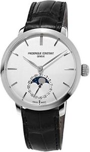 Frederique Constant Men's FC-703S3S6 Slim Line Swiss Automatic Black Watch Moon