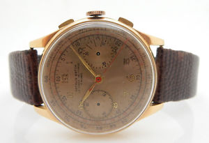Vintage Solid 18K Yellow Gold NATALIS 17j Chronograph Hand-Winding Mens Watch