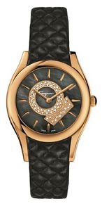Ferragamo Women's FG4030014 LIRICA Diamond Gold IP Steel Black Leather Watch