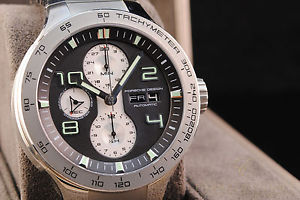 BNIB Porsche Design Flat Six P'6340, Steel, Automatic Chronograph, Day/Date