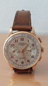 Vintage CARROL CHRONOGRAPHE SUISSE ANTIMAGNETIC 18K GOLD 17 RUBIS Wristwatch