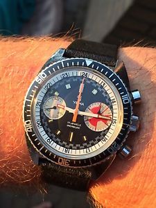 Very Rare Yema Big Eye Chronograph Valjoux 7733 Sous Marine Watch Uhr Montre