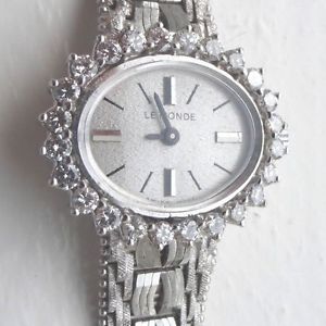 Vintage 18ct White gold cocktail watch,diamonds,hallmarked,gold strap,Le Monde