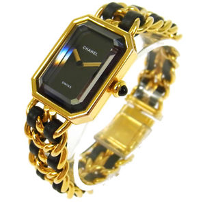 Authentic CHANEL Vintage Premiere Wristwatch Gold Quartz Swiss Made #M TG00610