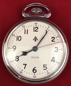 1943 Elgin GCT 22j WWII BW Raymond Pocket Watch Air Mans British Issue Mint Rare