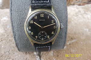 Vintage German Military Wrist Watch DH. Rare Bulla D3325H Circa 1939