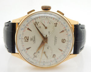 Vintage Solid 18K Yellow Gold THITOR 17j Chronograph Hand-Winding Mens Watch