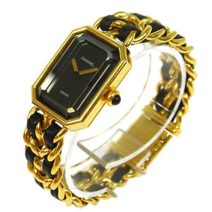 Authentic CHANEL Vintage Premiere Wristwatch Gold Quartz Swiss Made #M TG00746