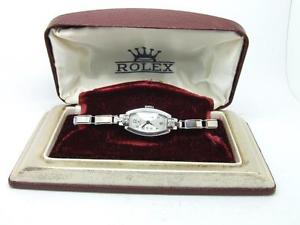 Estremamente Raro 1930s Set Diamanti Oro Bianco Rolex Da Signora Vintage