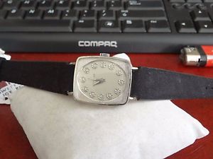 Vtg Wittnauer 10K R.G.P. Bezel Diamond Dial 17-Jewels Watch w/ 18mm Suede Band