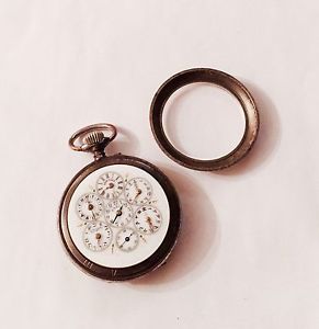 ANTIQUE JUDAICA HEBREW ALPHABET 8 SEMI DIAL TIME ZONES POCKET WATCH  S-16