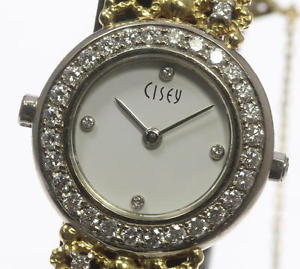 Auth CISEY Diamond Bezel Quartz K18 x PT900 Women's watch