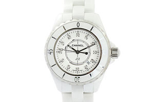 Free Shipping Pre-owned CHANEL J12 12P Diamond H1628 33mm White Ceramic Quartz