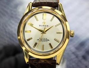 Buren Mens Vintage Large Swiss Gold Filled Automatic Dress Watch c1960s J6164