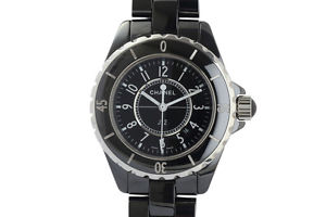 Free Shipping Pre-owned CHANEL J12 33mm Black Ceramic H0682 Black Quartz Women's