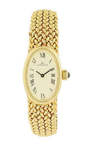 Movado 14k Yellow Gold Oval Ladies’ Bracelet Watch with Off-white dial