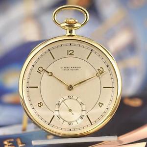 PRISTINE ULYSSE NARDIN 18K SOLID YELLOW GOLD ALL ORIGINAL OPEN FACE POCKET WATCH