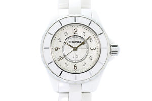 Free Shipping Pre-owned CHANEL J12 8P Diamond H2422 33mm White Ceramic Quartz