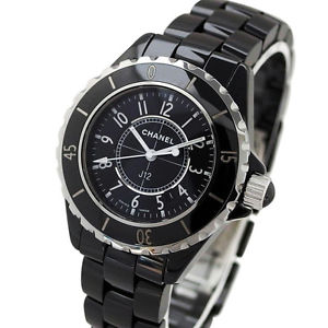Pre-Owned CHANEL J12 H0682 Quartz SS/Ceramic Black Dial Wristwatch, LL