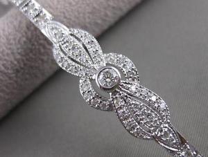 ANTIQUE 1.88CTW DIAMOND 14KT WHITE GOLD FILIGREE BOW SQUARE LINE BRACELET #21594