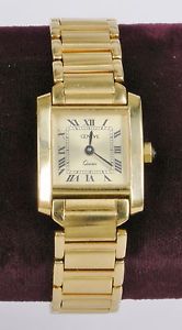 C1980s Geneve Solid 18k Yellow Gold Bracelet Watch