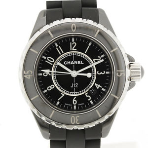 CHANEL J12 H0682 Black Silver SS CE Quartz Ladies Free Ship Watch Only MC #1469