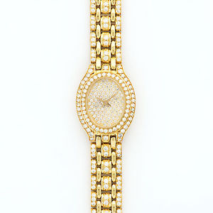 Ladies Audemars Piguet Yellow Gold Full Diamond Bracelet Watch
