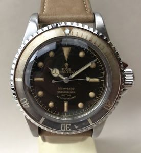 Vintage Tudor Submariner  Pointed Crown Guard  Gilt Dial
